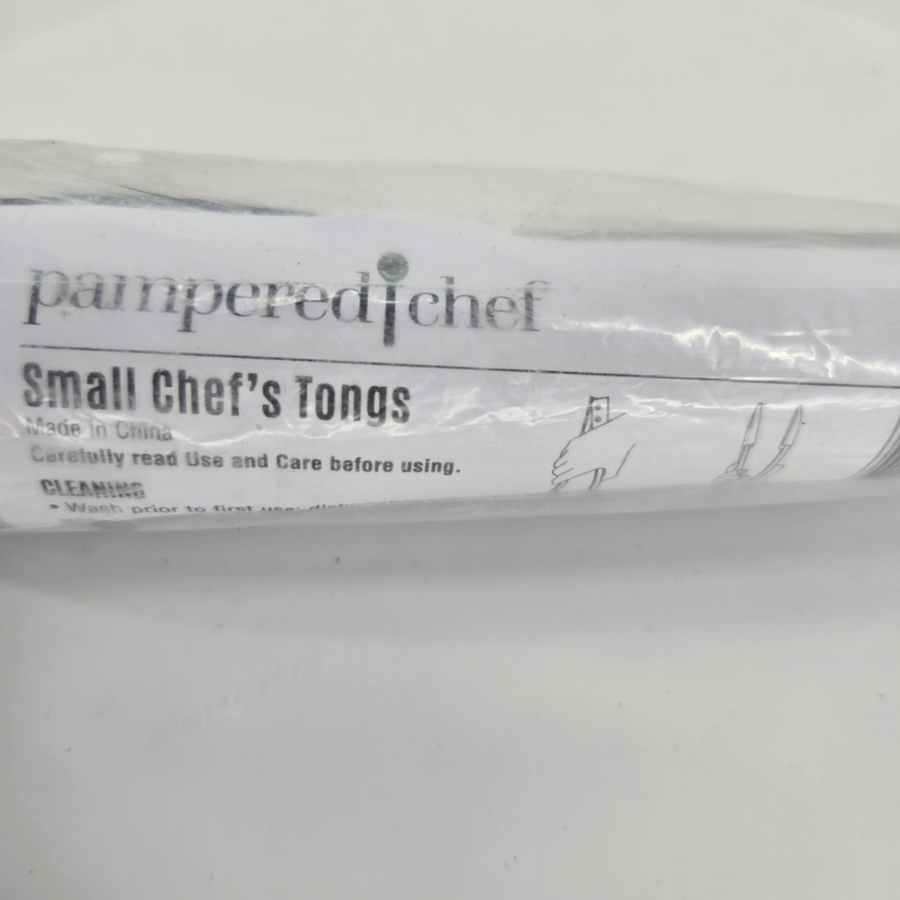 Pampered Chef Small Chef's Tongs 2957 Stainless Steel Silicone Tips New In Pack - Picture 4 of 6